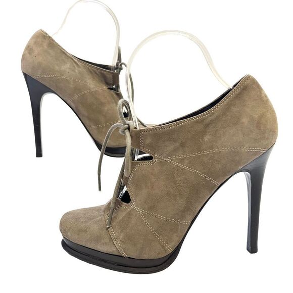 Diane von Furstenberg Women's Tan Suede Lace Up Stiletto Heels Pump Size 7 - Picture 10 of 11